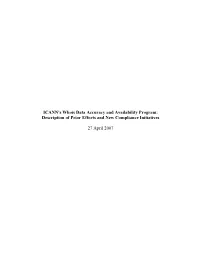 ICANN's Whois Data Accuracy and Availability Program: Description of Prior Efforts and New Compliance Initiatives