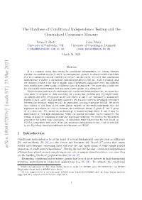 The Hardness of Conditional Independence Testing and the Generalised Covariance Measure