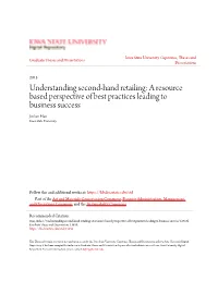 "Understanding Second-Hand Retailing: a Resource Based Perspective of Best Practices Leading to Business Success" (2013)