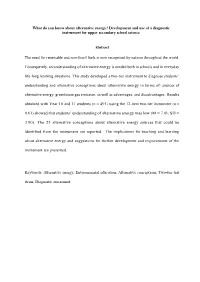 What Do You Know About Alternative Energy? Development and Use of a Diagnostic Instrument for Upper Secondary School Science