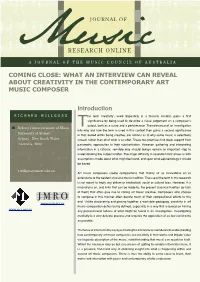 Coming Close: What an Interview Can Reveal About Creativity in the Contemporary Art Music Composer