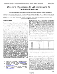 Divorcing Procedures in Uzbekistan and Its Territorial Features