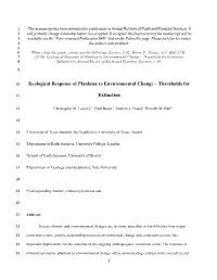 Ecological Response of Plankton to Environmental Change – Thresholds for Extinction