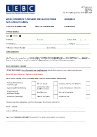WORK EXPERIENCE PLACEMENT APPLICATION FORM 2019/2020 Rushey Mead Academy