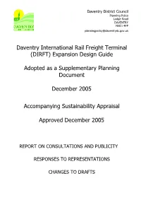 Daventry International Rail Freight Terminal (DIRFT) Expansion Design Guide Adopted As a Supplementary Planning Document Decembe