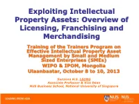 Exploiting Intellectual Property Assets: Overview of Licensing, Franchising and Merchandising