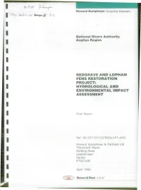 H&Fr- Ju REDGRAVE and LOPHAM FENS RESTORATION PROJECT