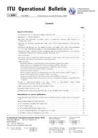 ITU Operational Bulletin No. 830 – 3