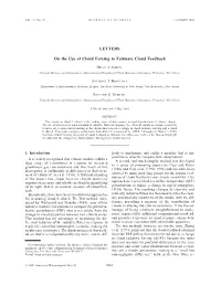 LETTERS on the Use of Cloud Forcing to Estimate Cloud Feedback