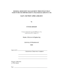Mineral Resource Management Principles That Need to Be Incorporated in Anglogold Ashanti Ltd