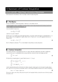 A Summary of Contour Integration Vs 0.2, 25/1/08 © Niels Walet, University of Manchester