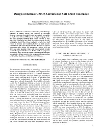 Design of Robust CMOS Circuits for Soft Error Tolerance