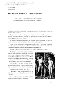 Epilogue: the Art and Science of Cause and Effect (From Causality, 2Nd Edition)