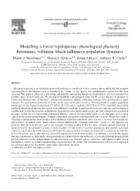 Modelling a Forest Lepidopteran: Phenological Plasticity Determines Voltinism Which Inﬂuences Population Dynamics Martin J
