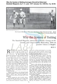 Why the System of Batting Averages Should Be Reformed