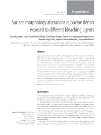 Surface Morphology Alterations in Bovine Dentin Exposed to Different Bleaching Agents