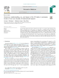 Awareness, Understanding, Use, and Impact of the UV Index A