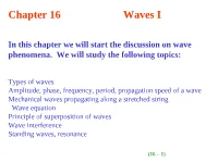 Chapter 16 Waves I