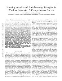 Jamming Attacks and Anti-Jamming Strategies in Wireless Networks
