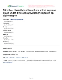 Microbial Diversity in Rhizosphere Soil of Soybean Grass Under Different Cultivation Methods in an Alpine Region