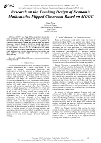 Research on the Teaching Design of Economic Mathematics Flipped Classroom Based on MOOC