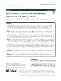 Tools for Measuring Medical Internship Experience: a Scoping Review