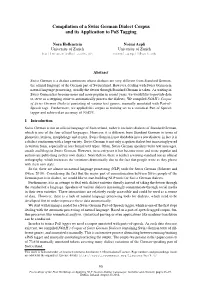 Compilation of a Swiss German Dialect Corpus and Its Application to Pos Tagging