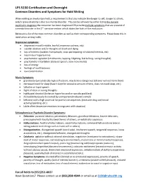LPS 5150 Certification and Oversight Common Disorders and Symptoms for Hold Writing