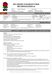 Rfu Short Judgment Form Rfu Regulation 19