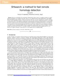 Shsearch: a Method for Fast Remote Homology Detection Baddar M