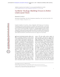 Synthetic Virology: Building Viruses to Better Understand Them