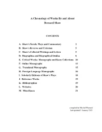 A Chronology of Works by and About Bernard Shaw