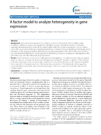 A Factor Model to Analyze Heterogeneity in Gene Expression BMC Bioinformatics 2010, 11:368