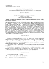 A Revison of the Taxonomic Structure of Dorcadion