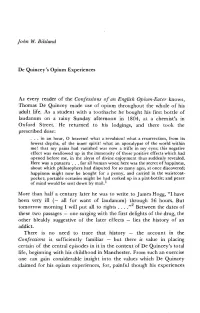 John W. Bilsland De Quincey's Opium Experiences As Every Reader of The