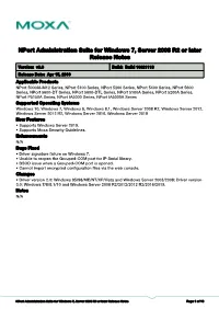 Nport Administration Suite for Windows 7, Server 2008 R2 Or Later Release Notes