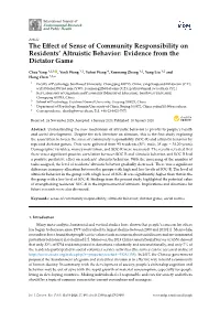 The Effect of Sense of Community Responsibility on Residents