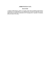 Administration of Acts