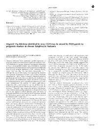Atypical 11Q Deletions Identified by Array CGH May Be Missed by FISH