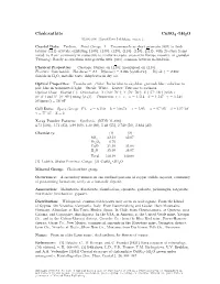 Chalcanthite Cuso4 • 5H2O C 2001-2005 Mineral Data Publishing, Version 1