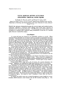 Fatal Basilar Artery Occlusion Following Cervical Spine Injury