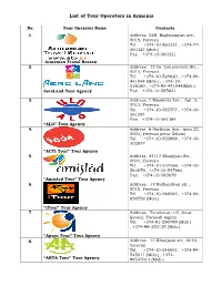 List of Tour Operators in Armenia