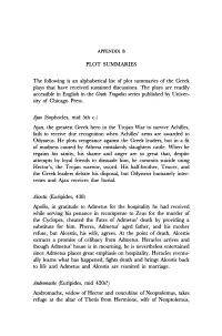 PLOT SUMMARIES the Following Is an Alphabetical List of Plot
