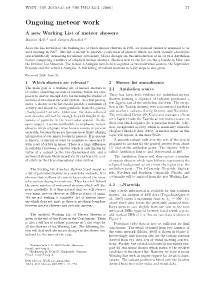 R. Arlt, J. Rendtel: a New Working List of Meteor Showers