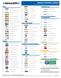 SIRIUS CHANNEL LINEUP Your Subscription Package Will Determine Actual Channel Lineup