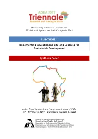 SUB-THEME 1 Implementing Education and Lifelong Learning For