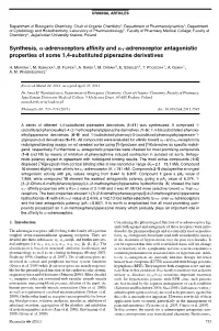 Adrenoceptor Antagonistic Properties of Some 1,4-Substituted Piperazine Derivatives
