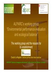ALPARC's Working Group “Environmental Performance