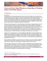 Ceres and Pluto: Dwarf Planets As a New Way of Thinking About an Old Solar System