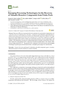 Emerging Processing Technologies for the Recovery of Valuable Bioactive Compounds from Potato Peels